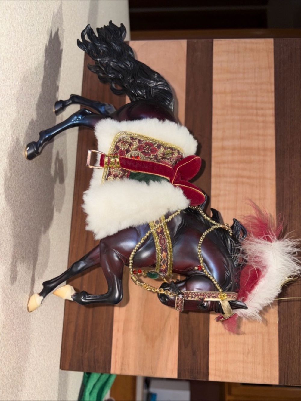 Breyer Burgundy Horse Figurine with Red, Gold and White Accents